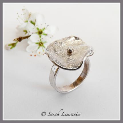 Bague fleur champêtre en argent