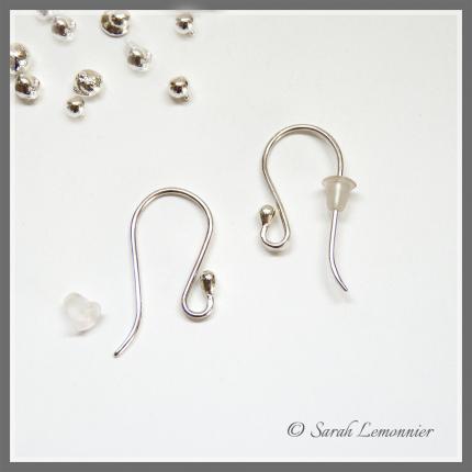 Boucles d oreilles crochet goutte, perle en argent artisanale