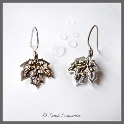 Boucles d oreilles fleur et feuille pour mariage bohème et champêtre