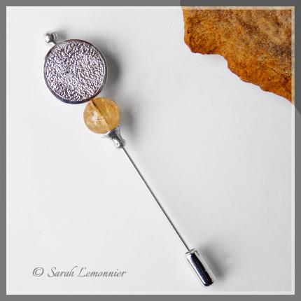 Broche fibule artisanale minérale bijoux