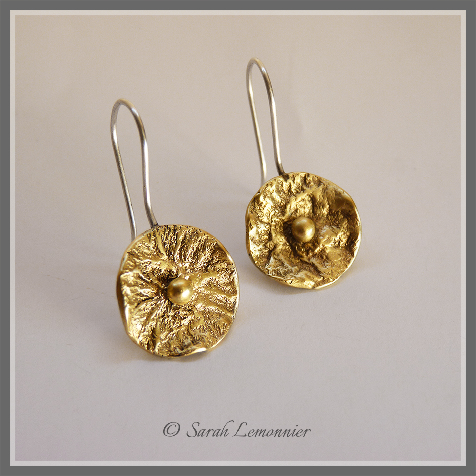 Boucles d'oreilles fleurs arbre de vie en argent laiton réticulé